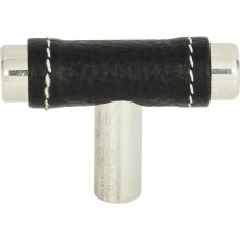 Atlas 288-BL-CH - Zanzibar Black Leather Knob 1 7/8 Inch Polished Chrome