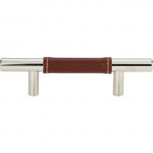 Atlas 280-OW-CH - Zanzibar Brown Leather Pull 3 Inch (c-c) Polished Chrome