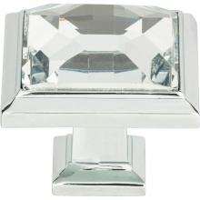 Atlas 340-CH - Legacy Crystal Square Knob 1 5/16 Inch Polished Chrome