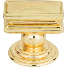 Atlas 377-PB - Campaign Rectangle Knob 1 1/2 Inch Polished Brass