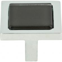 Atlas 230-BLK-CH - Spa Black Square Knob 1 3/8 Inch Polished Chrome