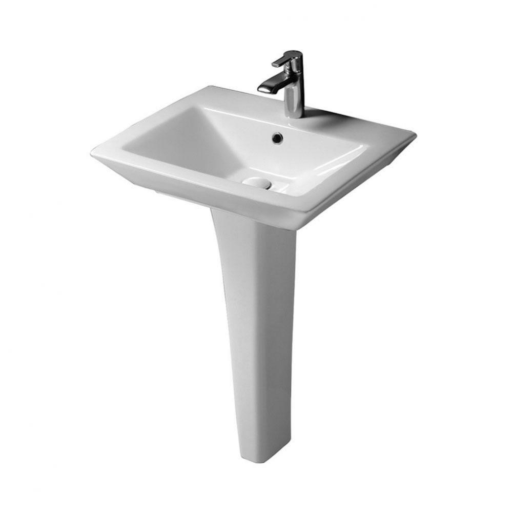 Opulence 23'' Ped Lav, Rect.Bowl 1-hole, White