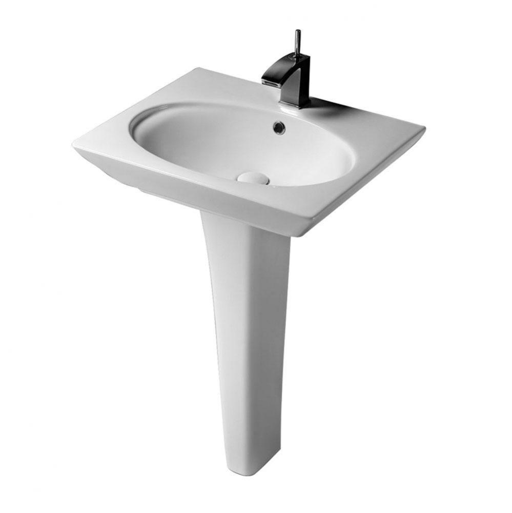 Opulence 23'' Ped Lav, OvalBowl,1-hole, White