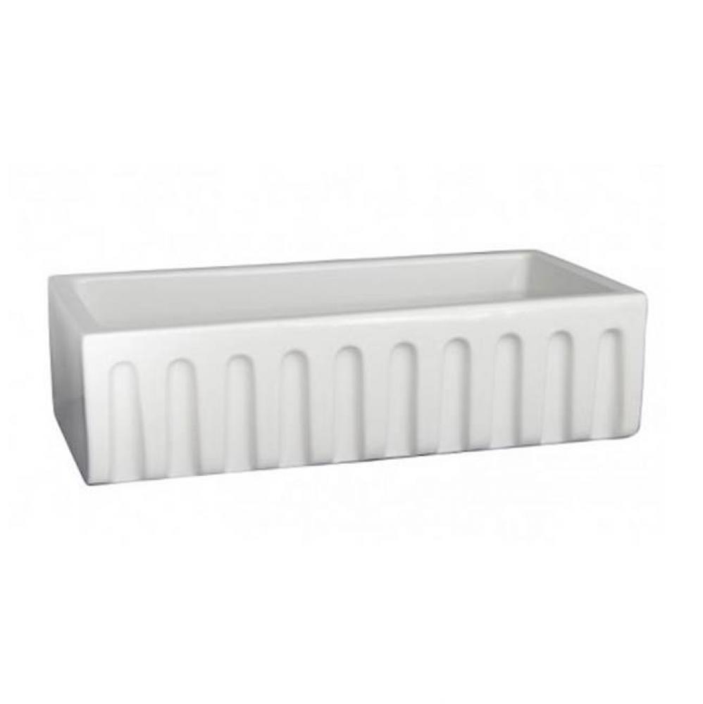 Hillary 36'' Single Bowl FarmerSink, Fluted Front, White
