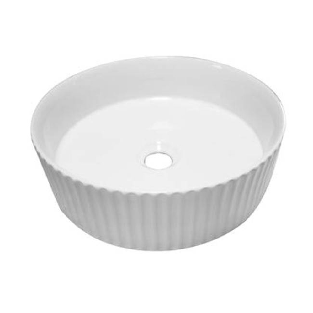 Bolton 14'' Circular Basin, Fluted exterior, White