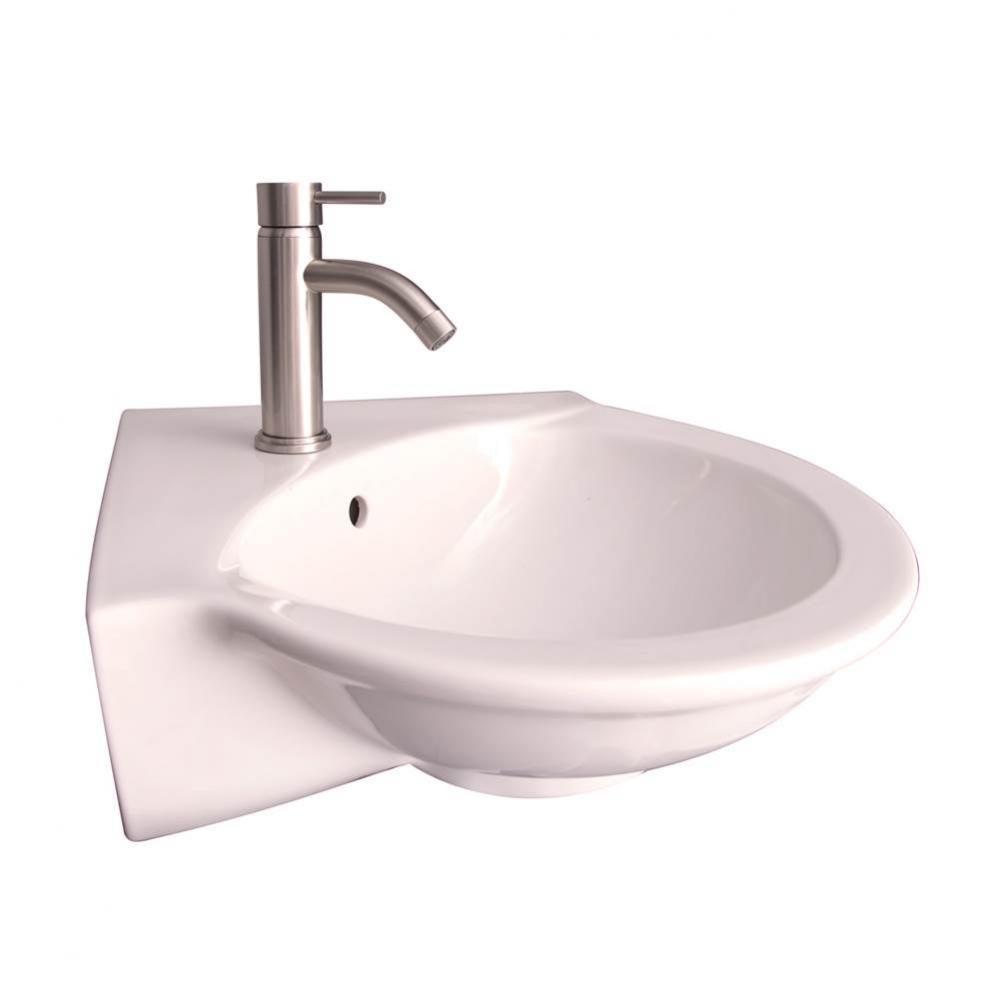 Evolution Corner Wall HungBasin, 1-Hole, White