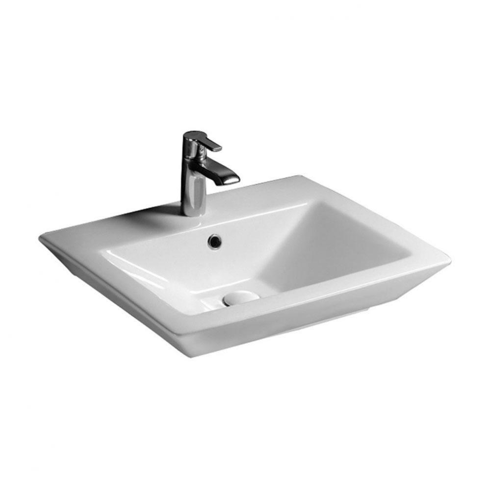 Opulence 23'' Wall-Hung Basin,White, Rect. Bowl, 1-hole