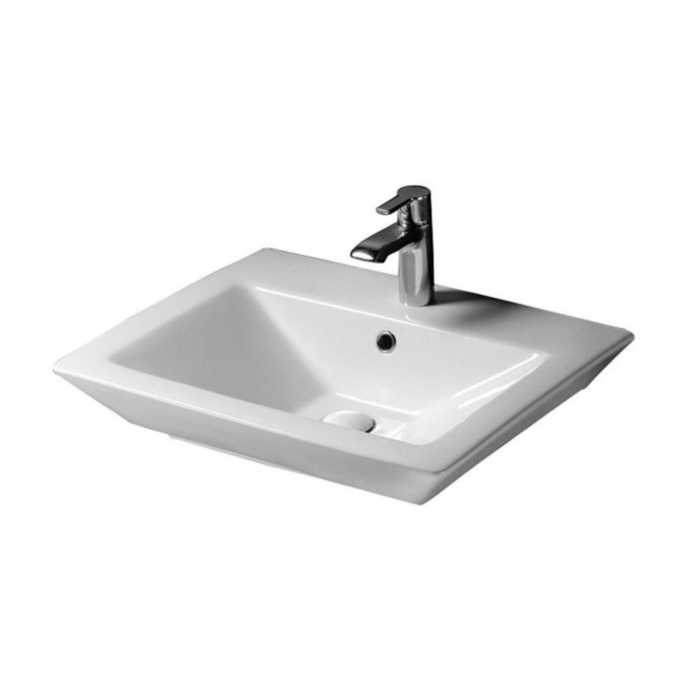 Opulence Above Counter Basin23'',White,Rect Bowl,8''WS