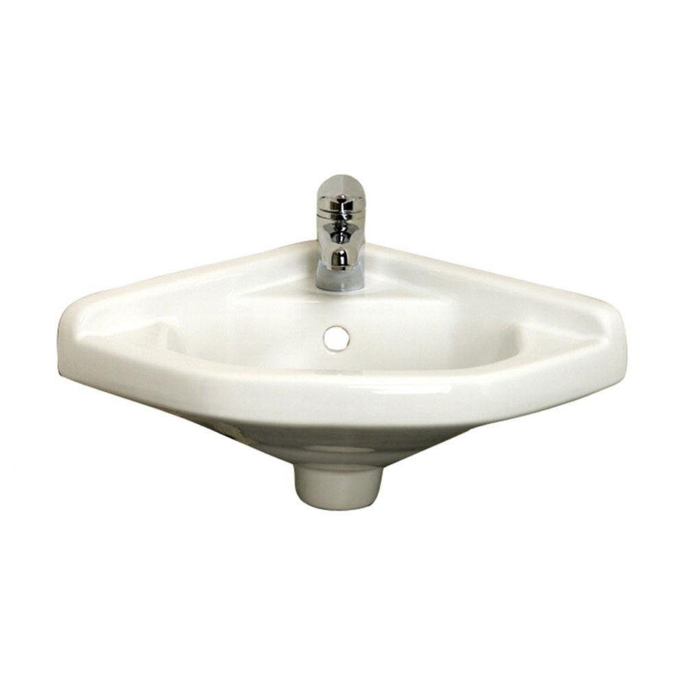 Corner Sink, 14 x 14'', 1-Hole Includes Hangers, White