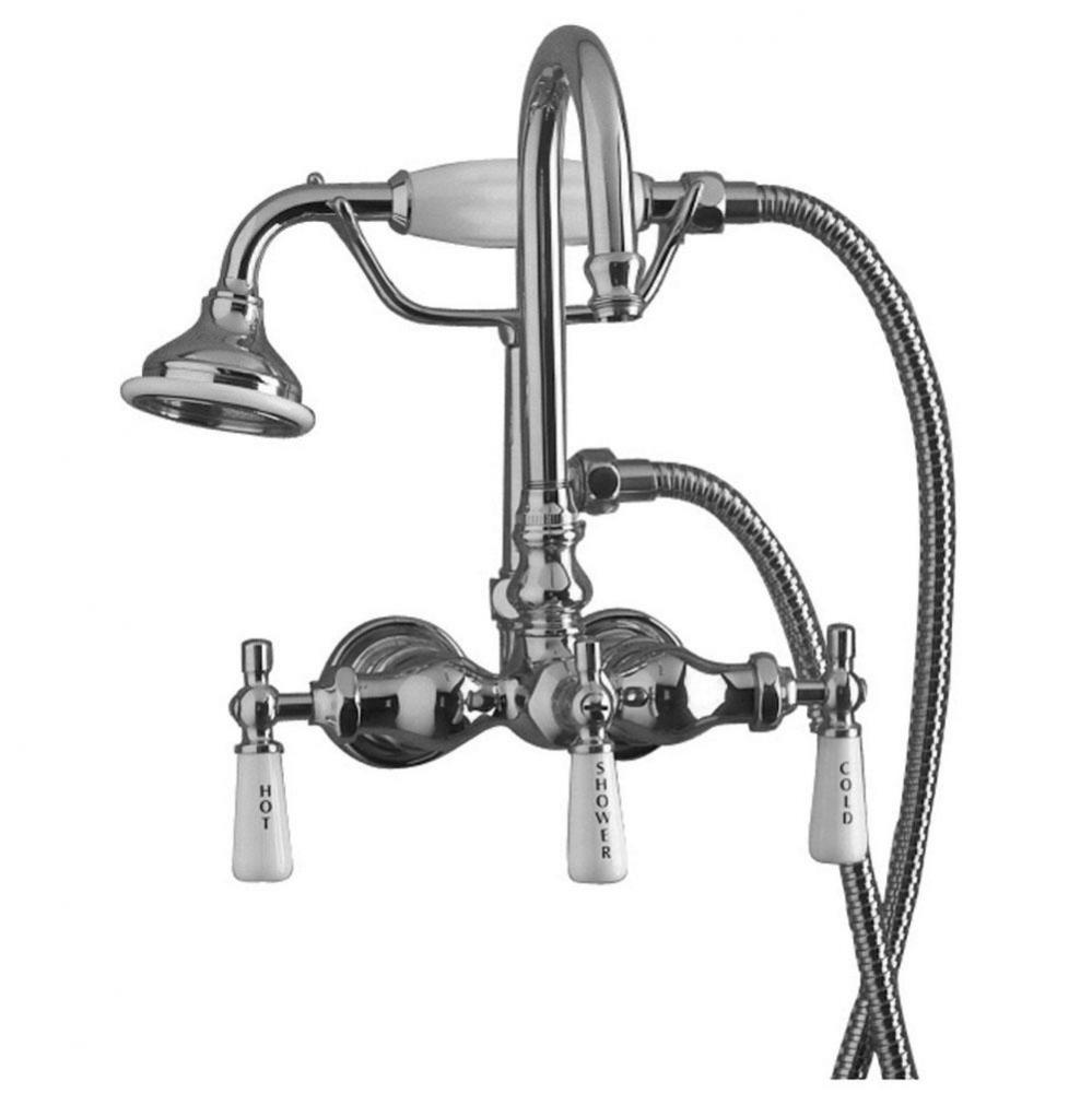 Hand Shower Faucet w/Code Spout, Porc Hdles, Pol Chrome
