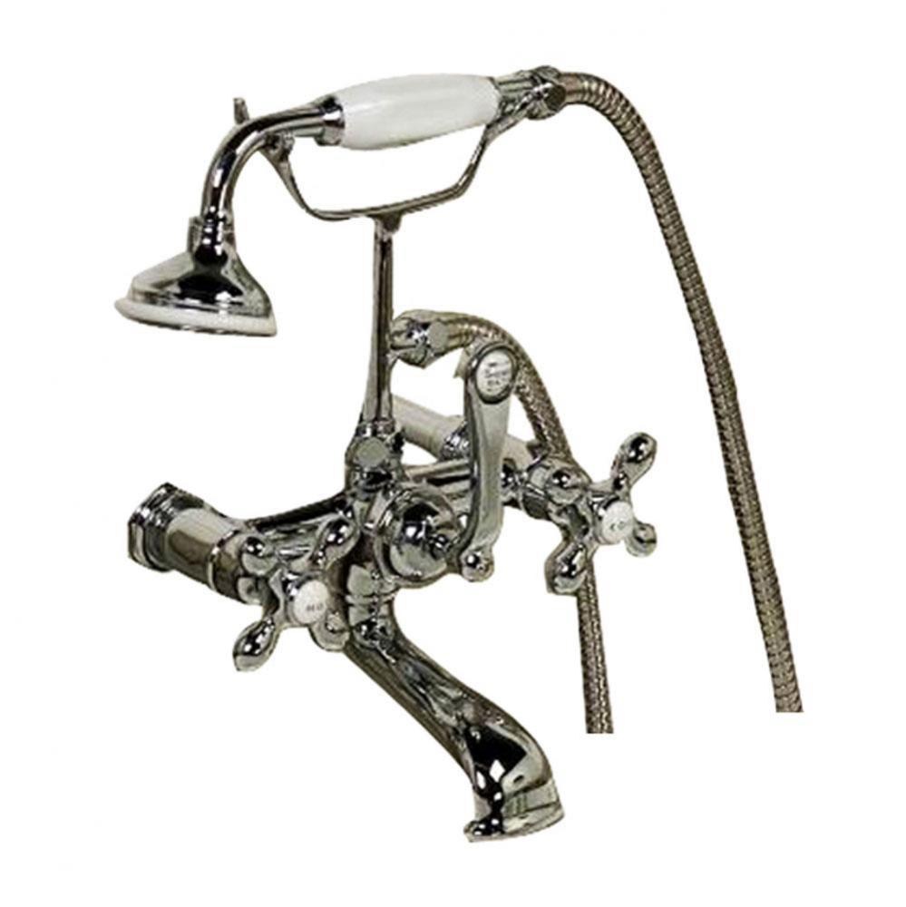 Elephant Spout Hand Shower w/ Swvl Mts, Cross Hdls, Chrome