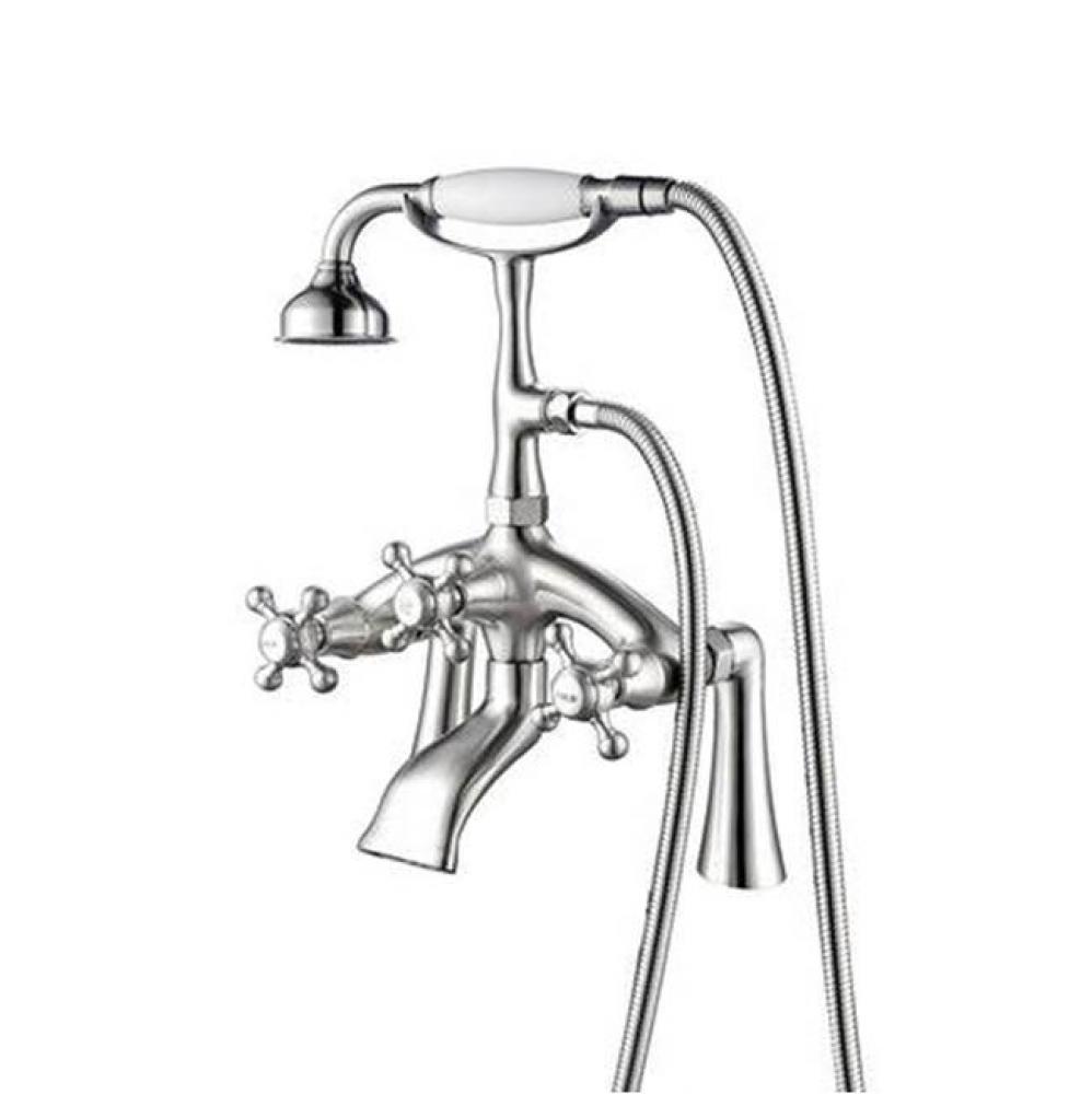 Deck Mount Filler w/HandShower8'' Curved Bdy,Cross Hndl,CP