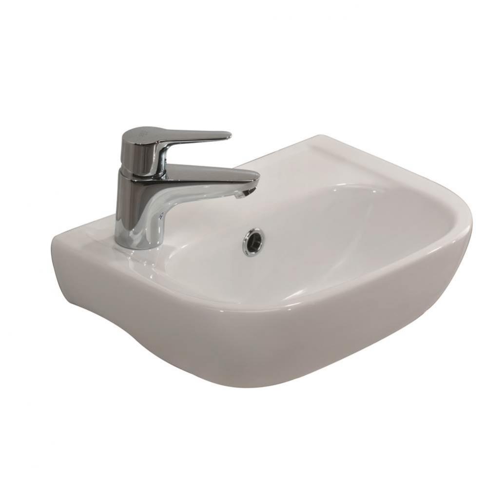 Caroline 380 Wall-Hung Basin,White, Faucet Hole on Left