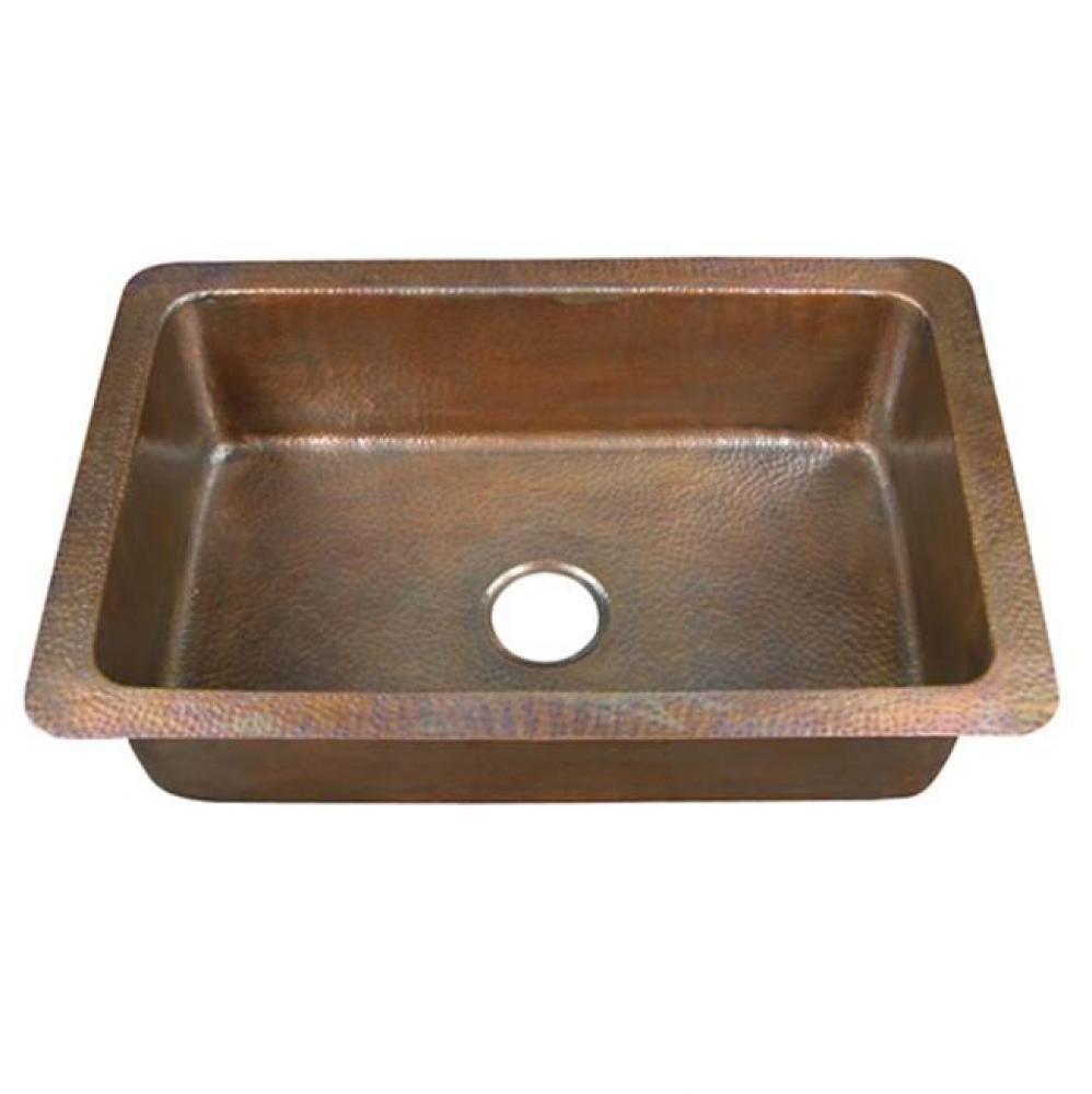 Rhodes Single Bowl KitchenSink-Hammered Antique Copper