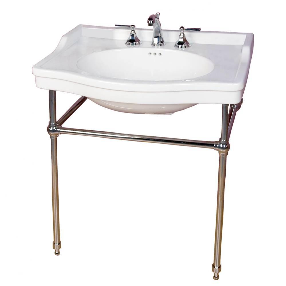 Ensal 30''Console w/Stand,White 1 Faucet Hole, BN Stand