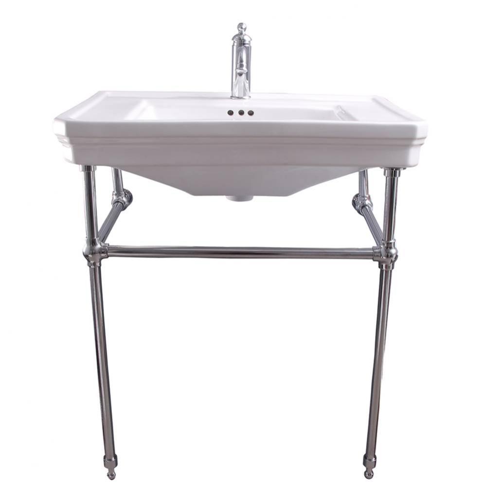 Drew 30'' Console w/Stand, White, 1 Faucet Hole, CP Stand