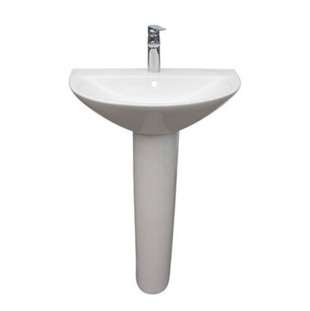 Morning 650 Pedestal LavatoryW/1-Faucet Hole,Overflow,WH