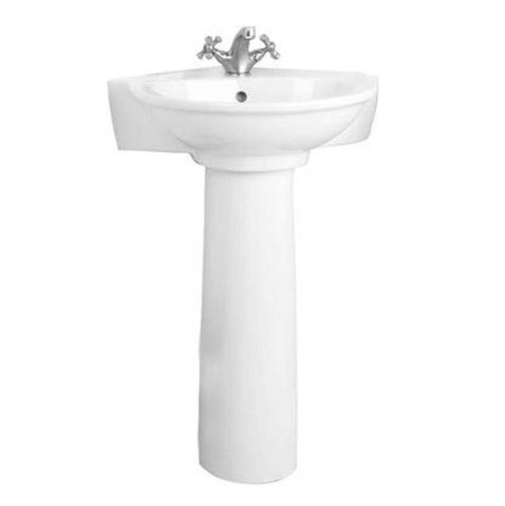 Evolution Corner Pedestal Lavatory, 4'' CS, White