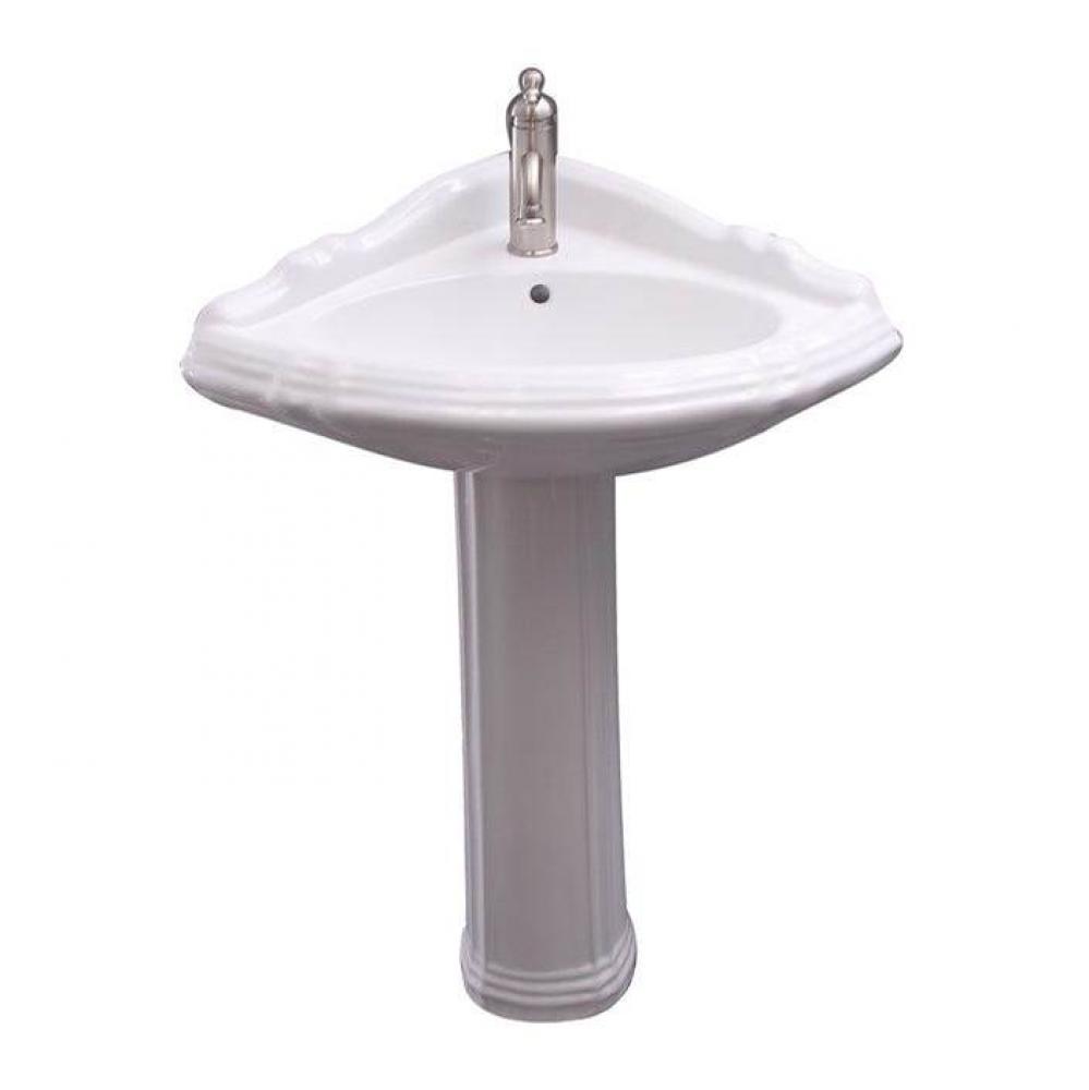 Ethan Corner PedestalLavatory, 1 Faucet Hole,White