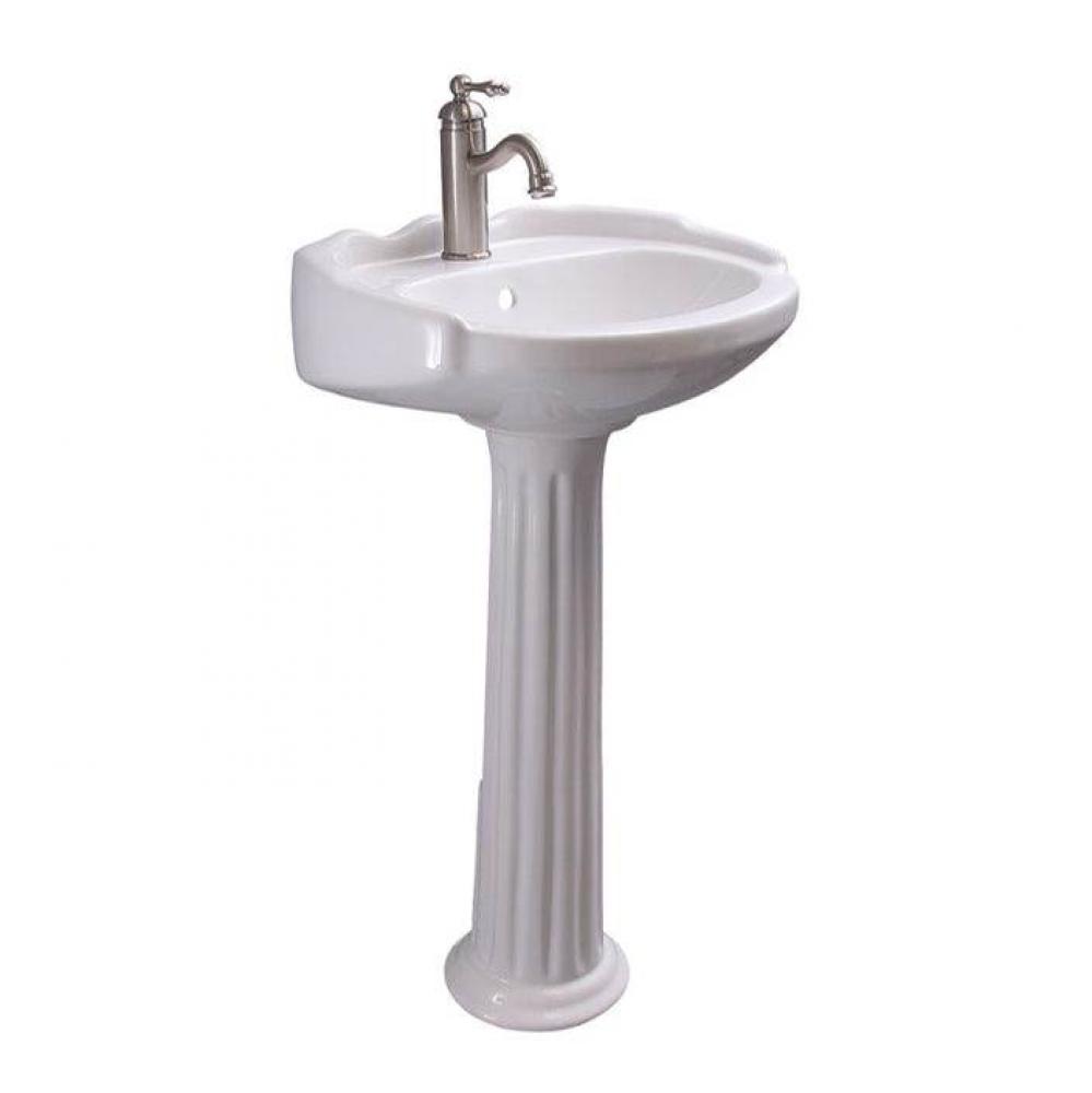 Silvi 20'' Pedestal Lavatory1 Faucet Hole,White