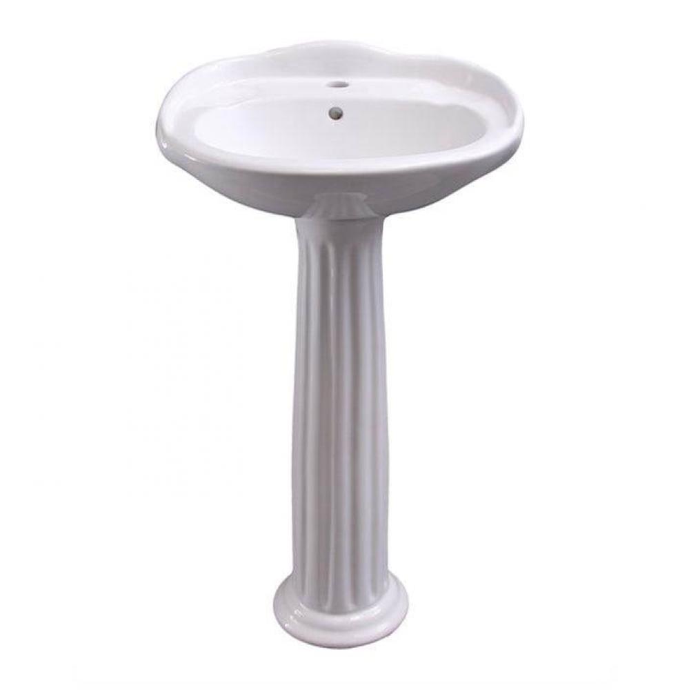Arianne 19'' Pedestal Lavatory1 Faucet Hole,White