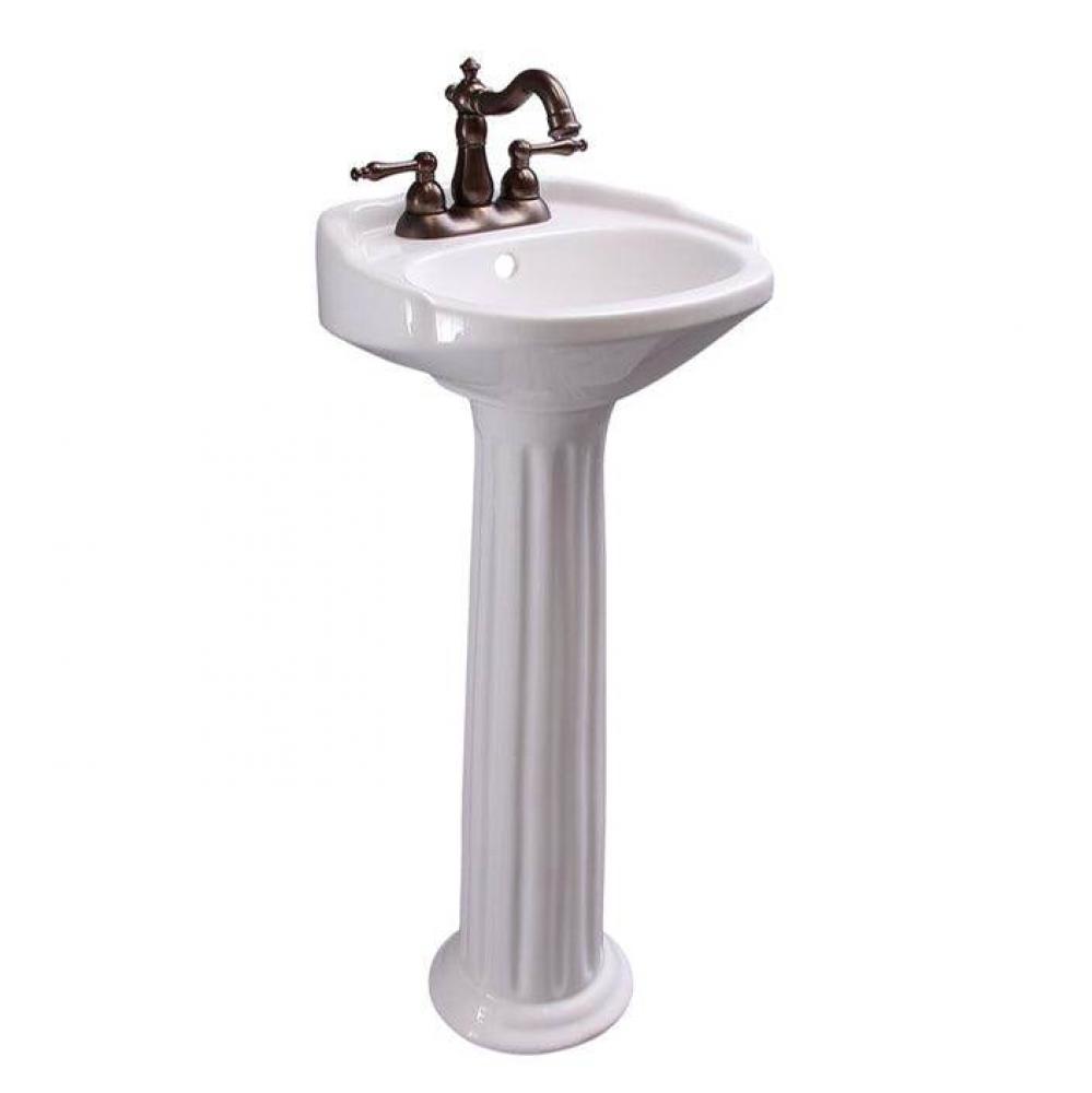 Silvi 15'' Pedestal Lavatory1 Faucet Hole,White