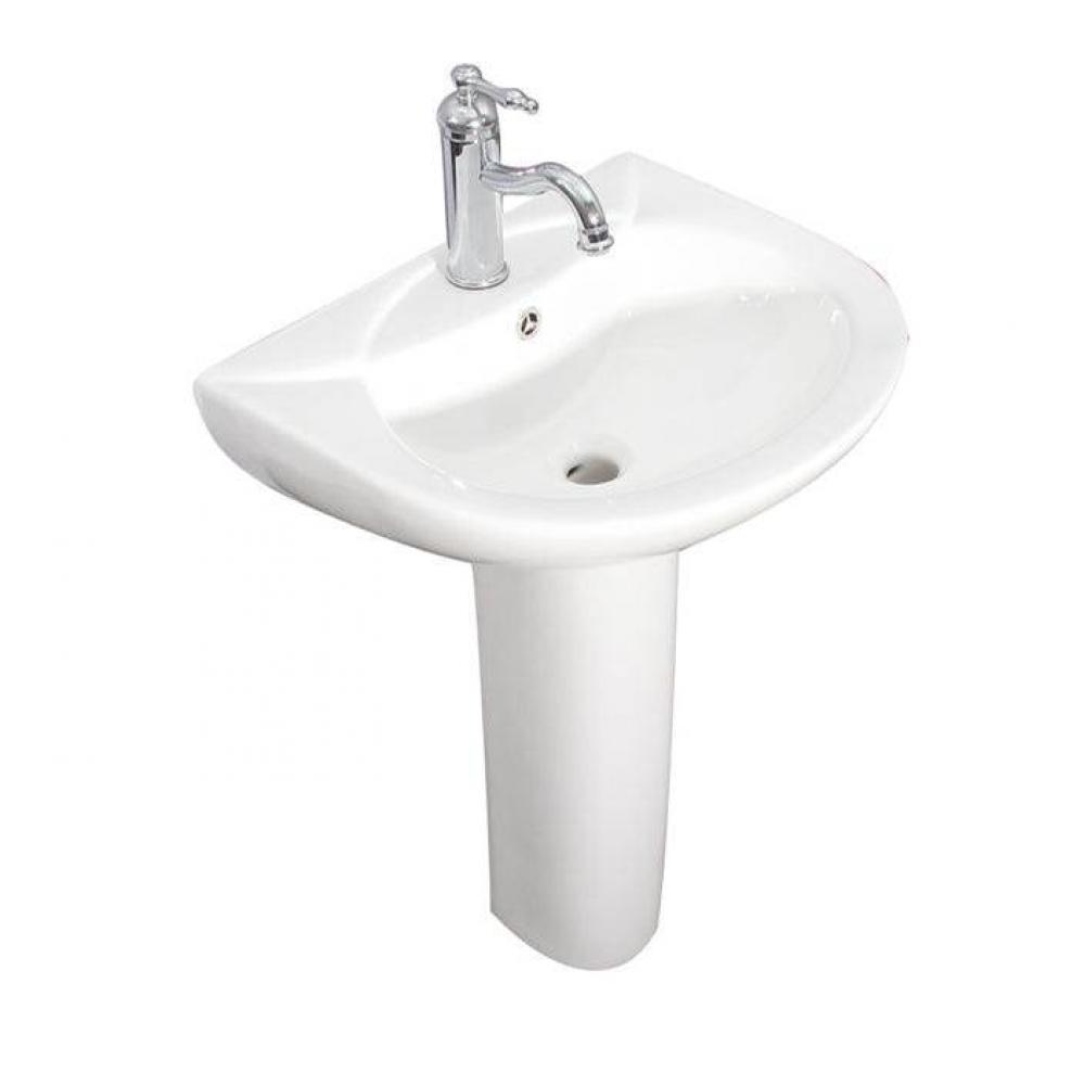 Banks Pedestal for 4'' ccFaucet Holes, Overflow, White