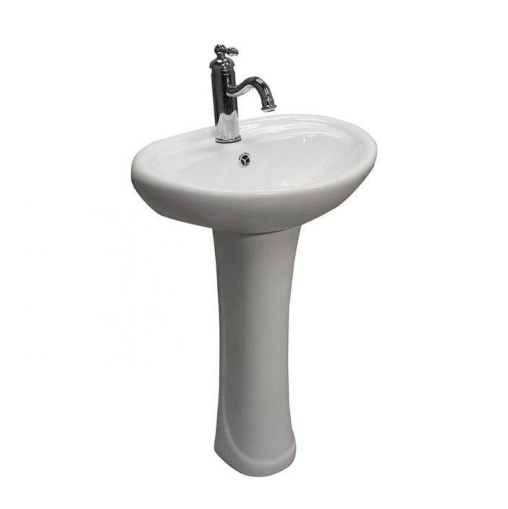 Ashley Pedestal with 1Faucet Hole, Overflow, White