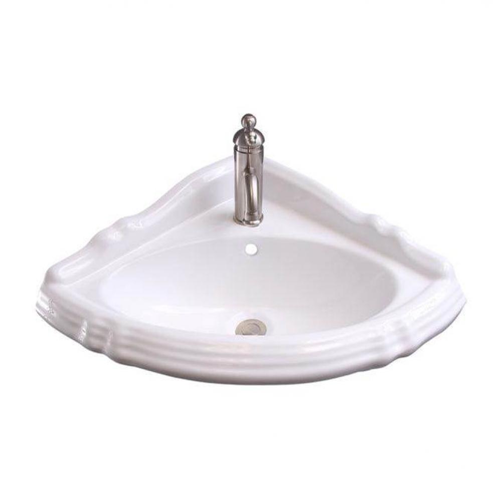 Ethan Corner Wall Hung w/OF1 Faucet Hole, White