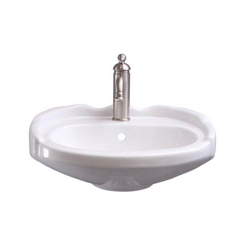 Silvi 20'' Wall Hung w/Overflow1 Faucet Hole, White
