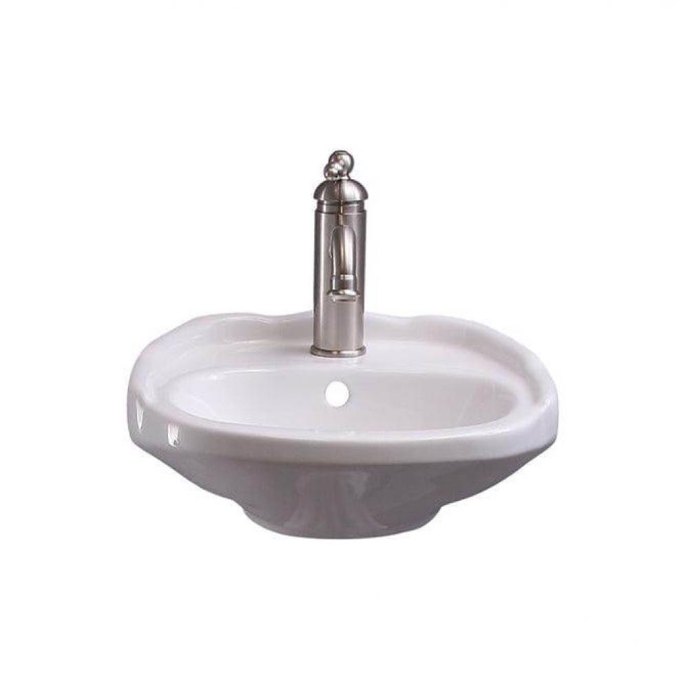 Silvi 15'' Wall Hung w/Overflow1 Faucet Hole, White