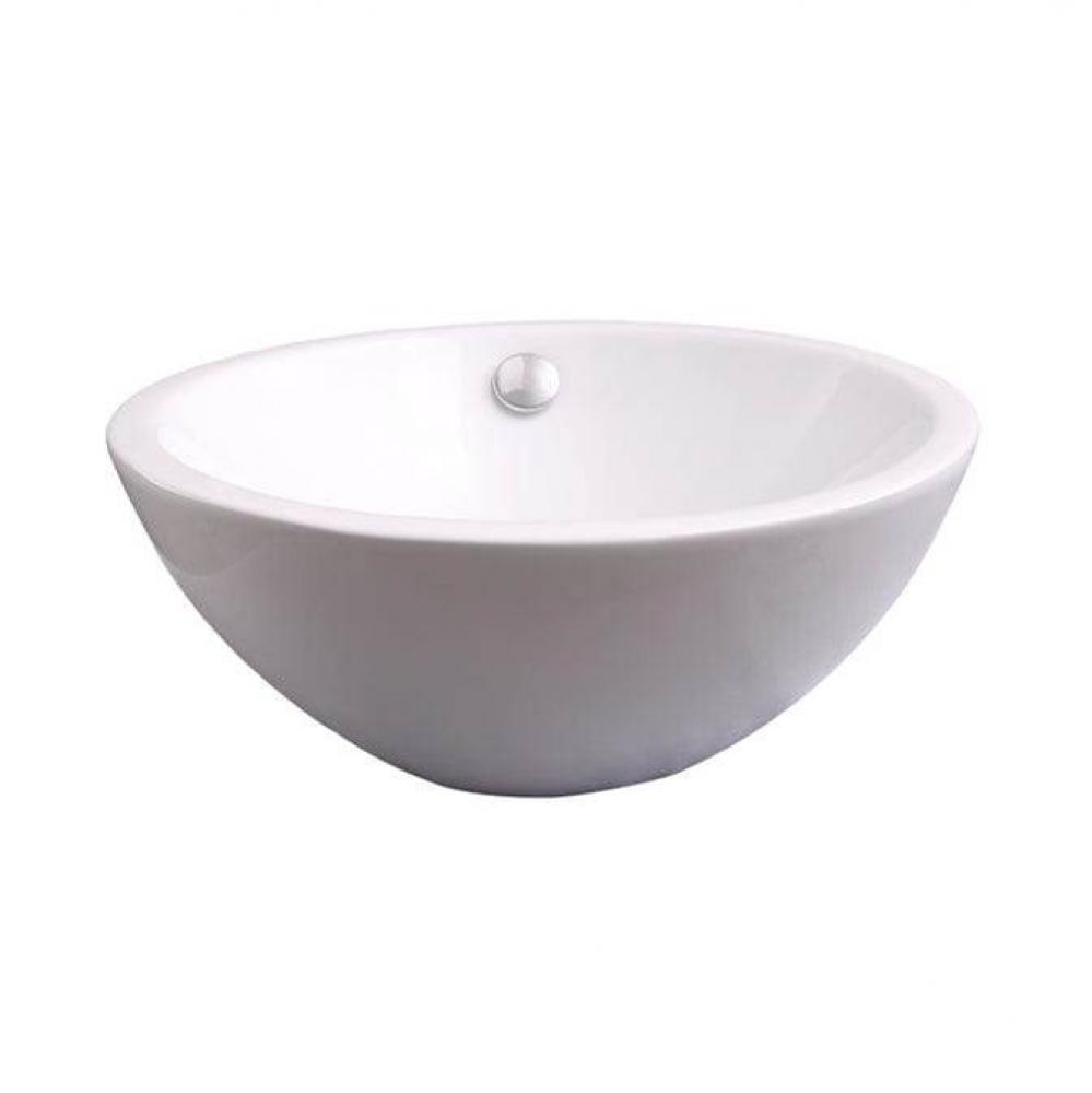 Dayton Above Counter Basin 15''Oval, No Faucet Holes ,W/OF,WH
