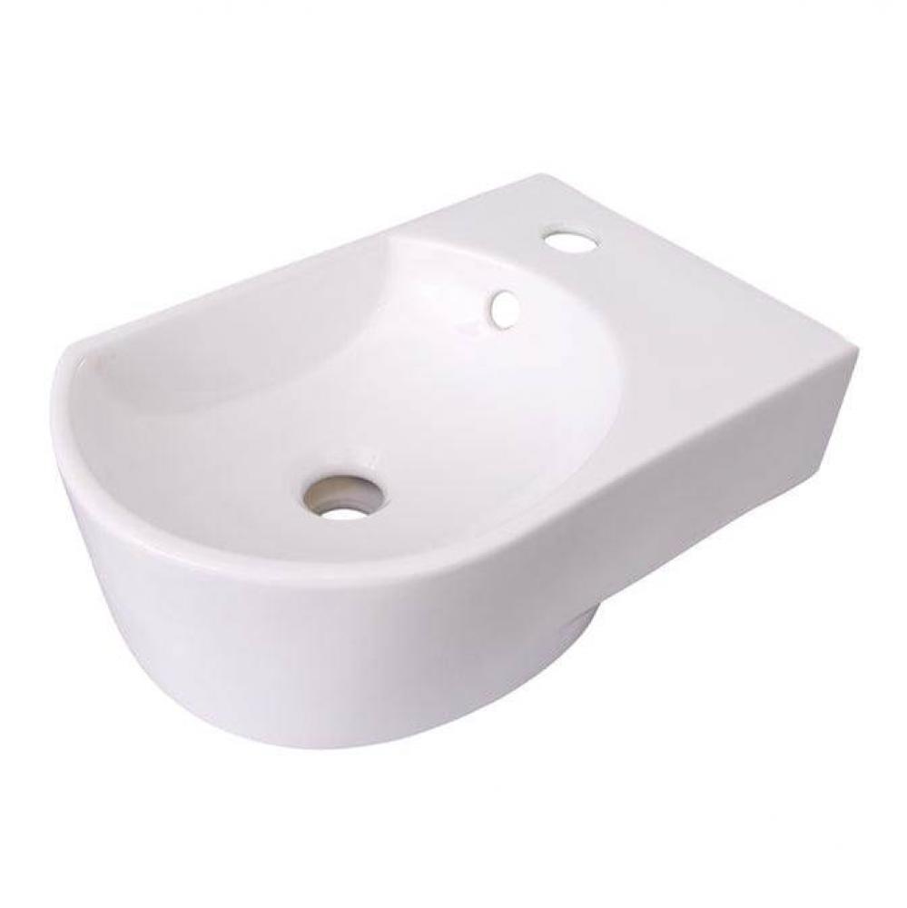 Ambia Rect WallHung 16'',CircleBasin, Faucet hole on Right,WH