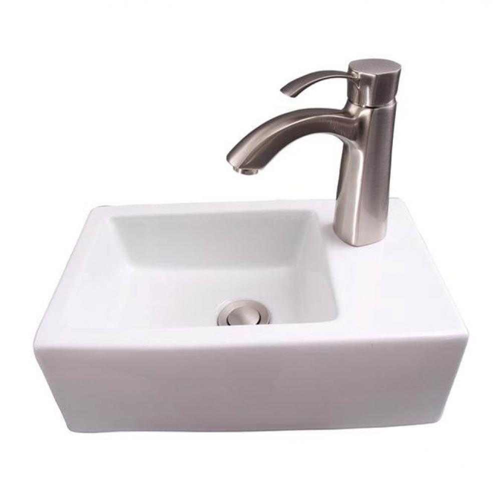 Avilla Rect Wall Hung 15''Faucet hole on Left, White