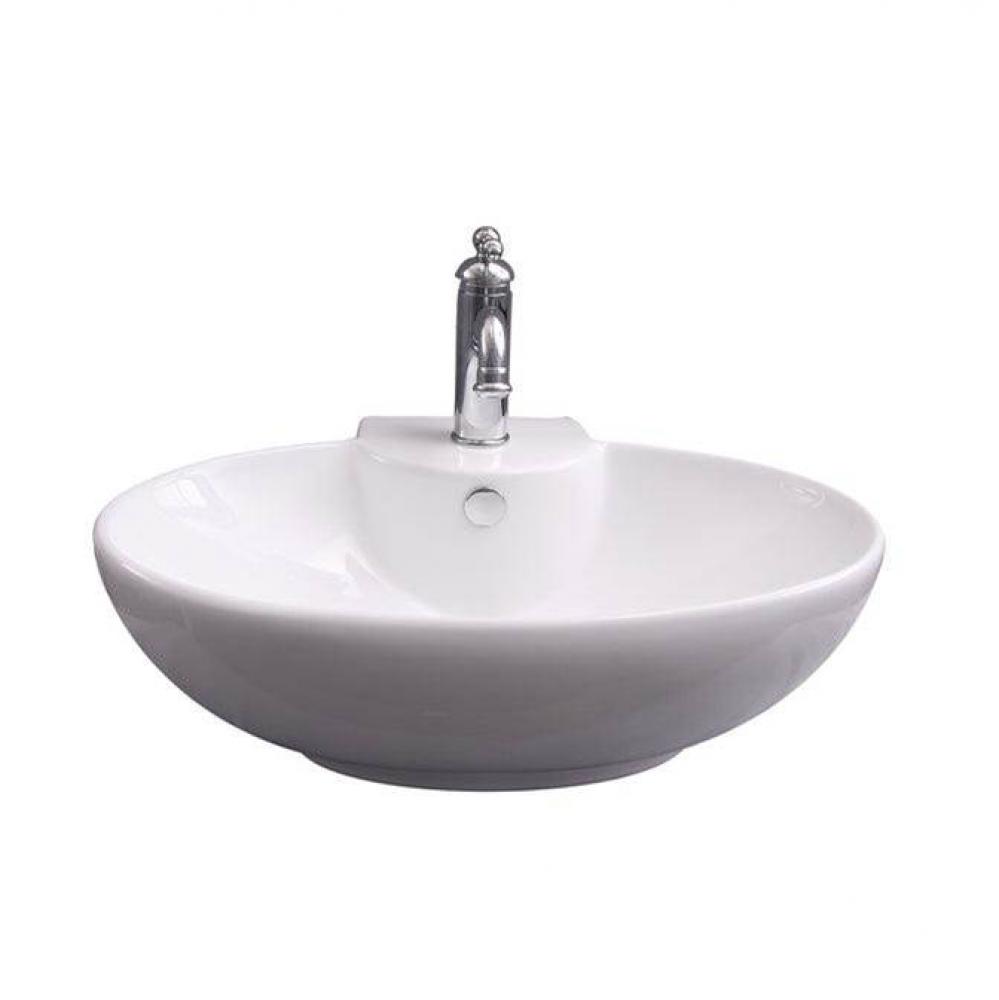 Boswell Oval Wall Hung 24'',1 Faucet hole,Overflow, White