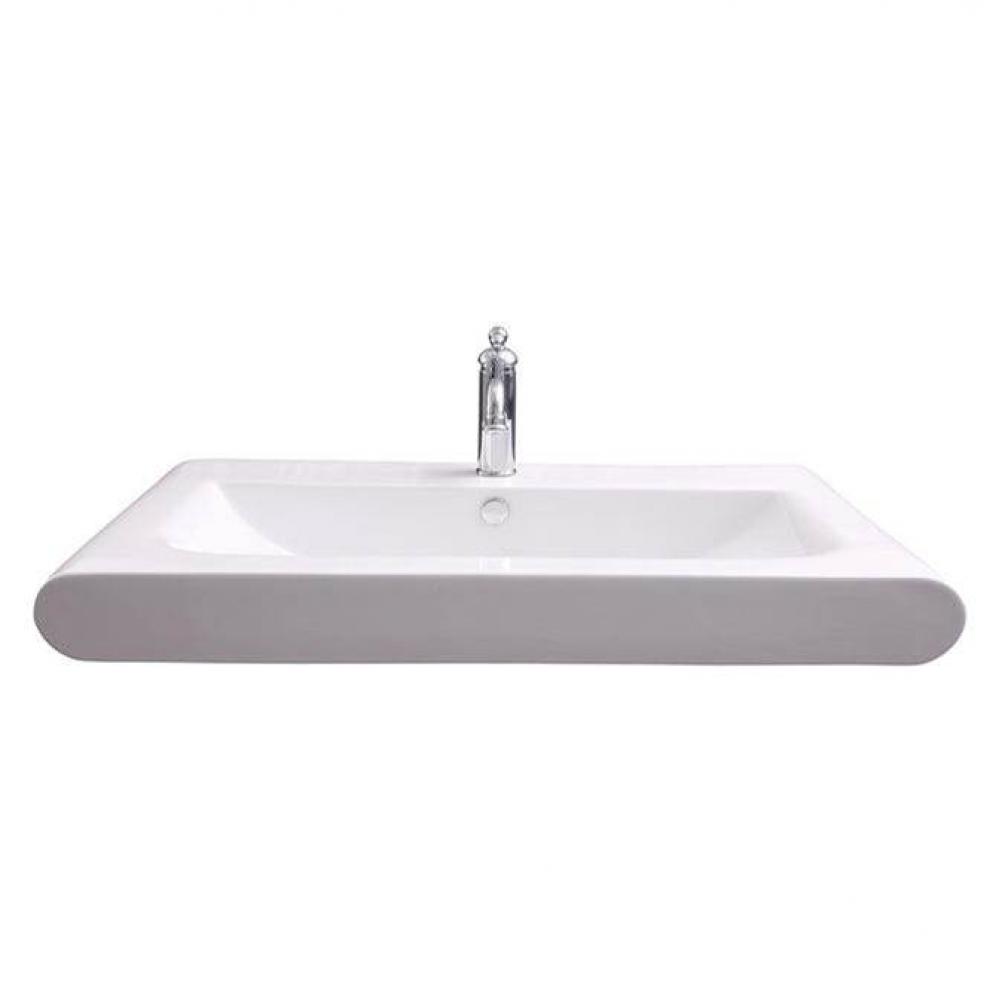 Tevis Rect 36'' Wall Hung,1 Faucet hole,Overflow, White