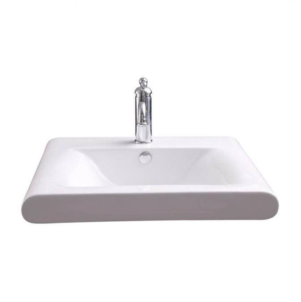 Thad Rectangular 24'' Wall Hung1 Faucet hole,Overflow, White