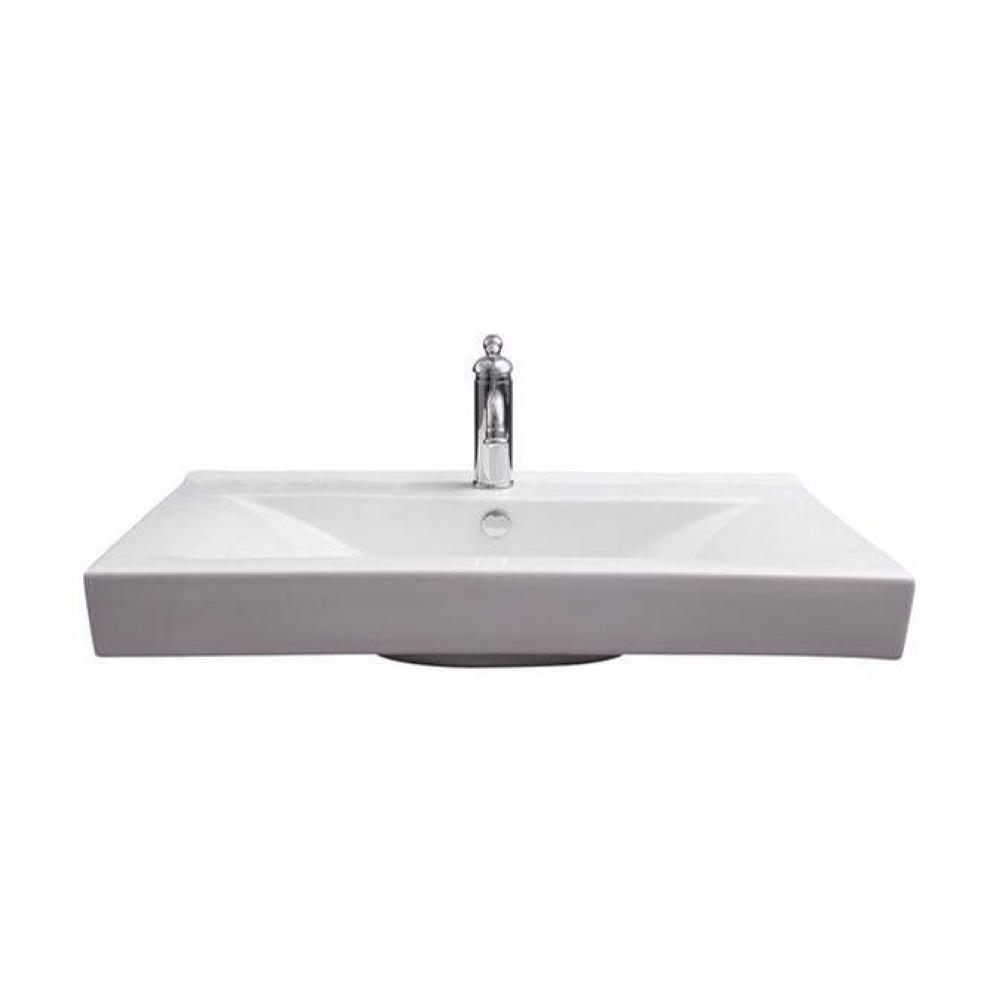 Twain Rect 32'' Wall Hung,1 Faucet hole,Overflow, White