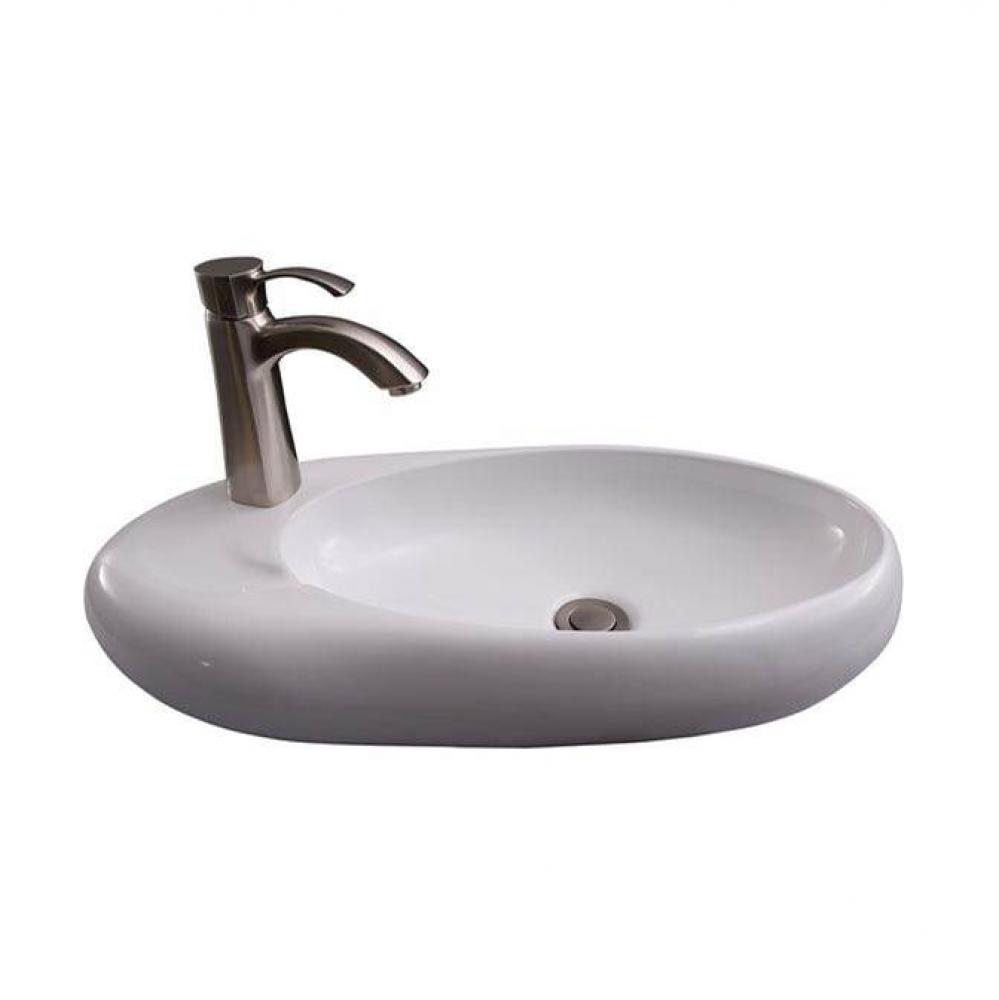 Bordon Wall Hung 23'' Oval,LeftFaucet Hole, Overflow White