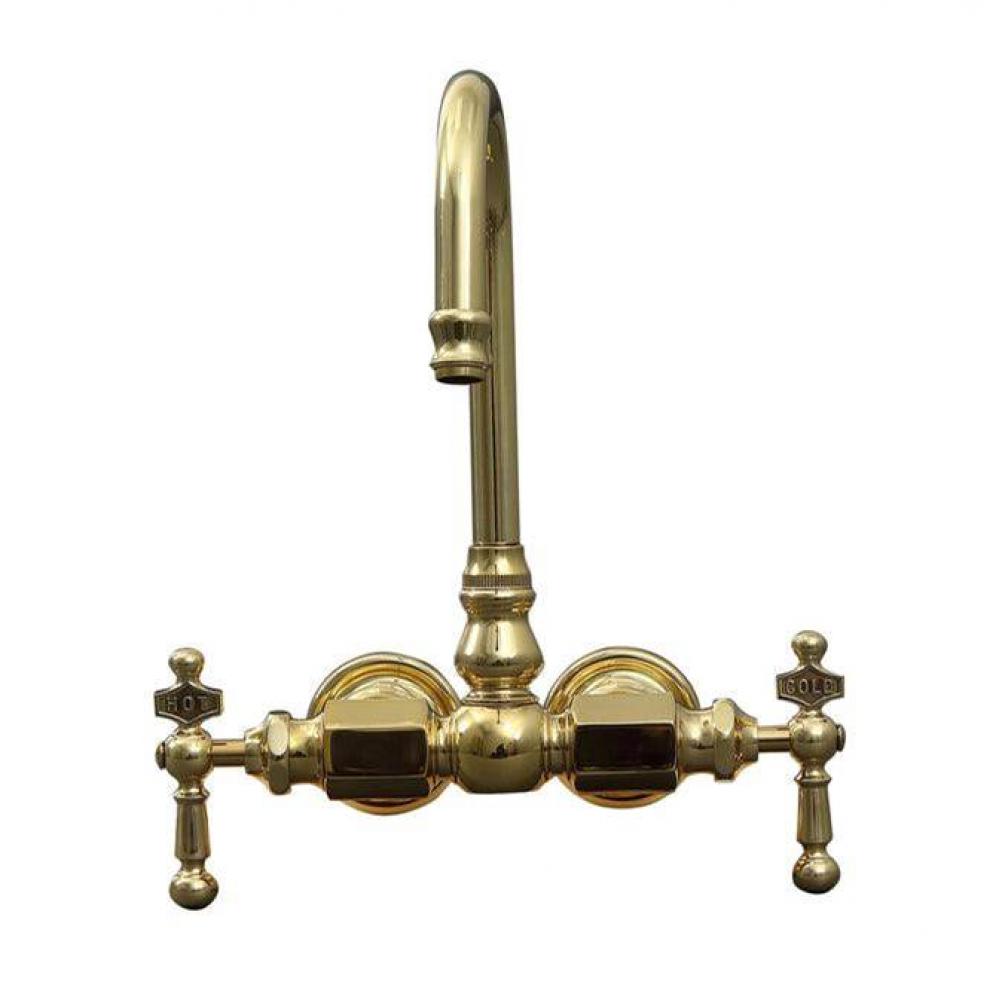 Tub Filler w/Code Spout Metal  Lever Hdles, Polished Brass