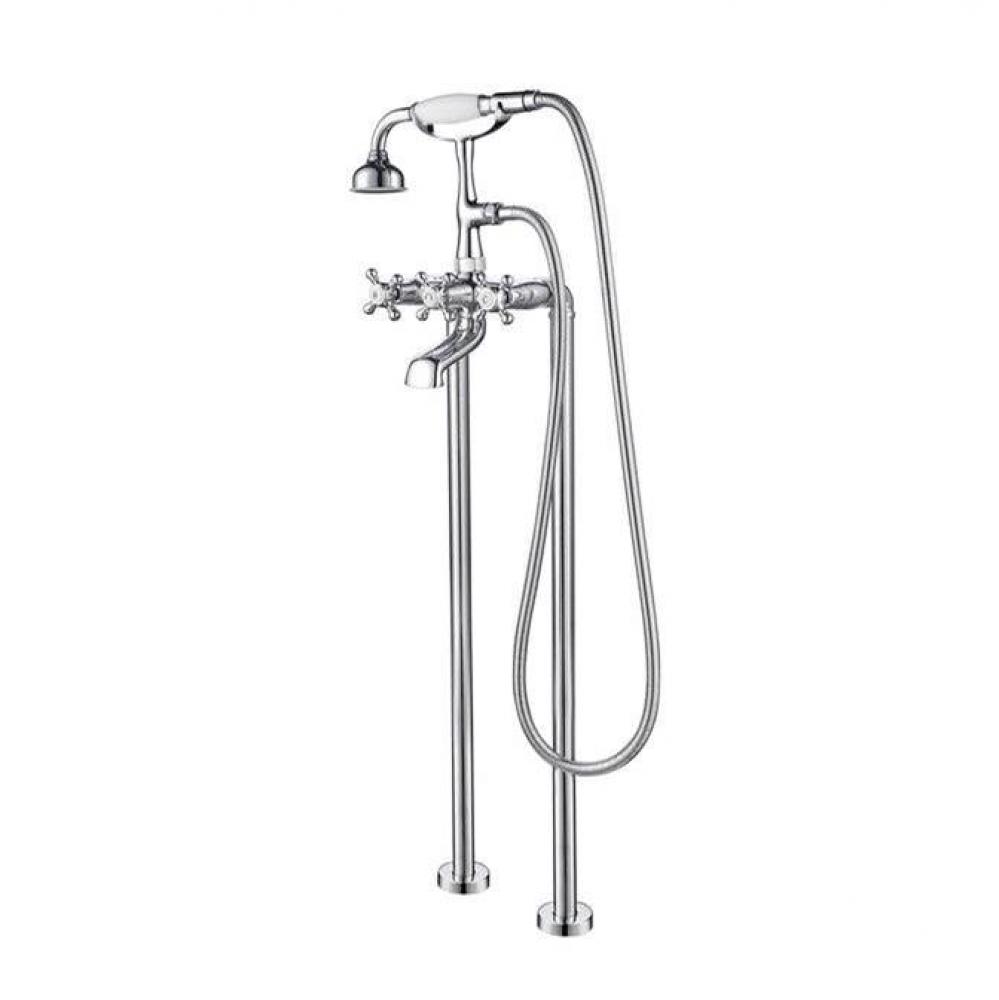 Freestanding Tub Faucet W/HandShower, 6'' Straight Body,CP