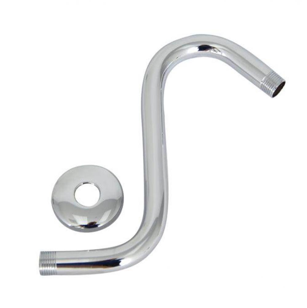 10'' Offset Shower Arm W/Flangex-Hvy 20.5 MM,Solid Brass,CP
