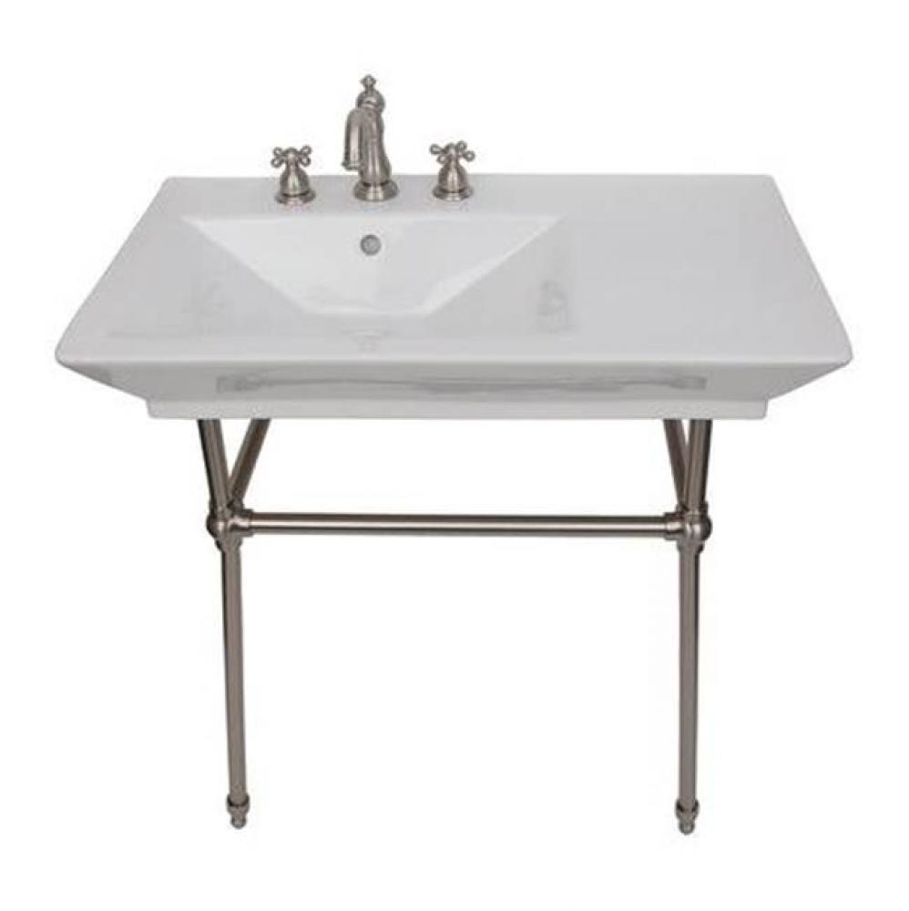 Opulence Console 31-1/2'', RectBowl, 4'' CC, White, cp Stand
