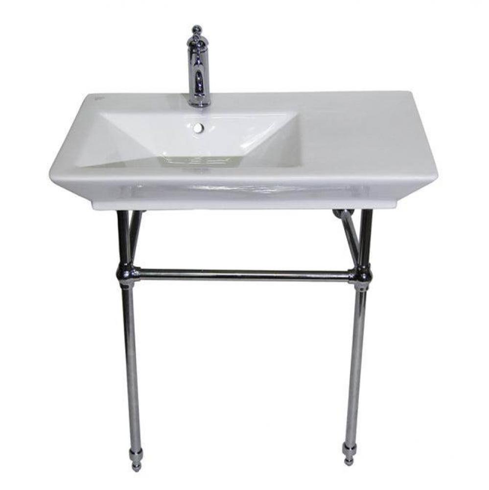 Opulence Console 31-1/2'', RectBowl, 8'' WS, White, CP Stand