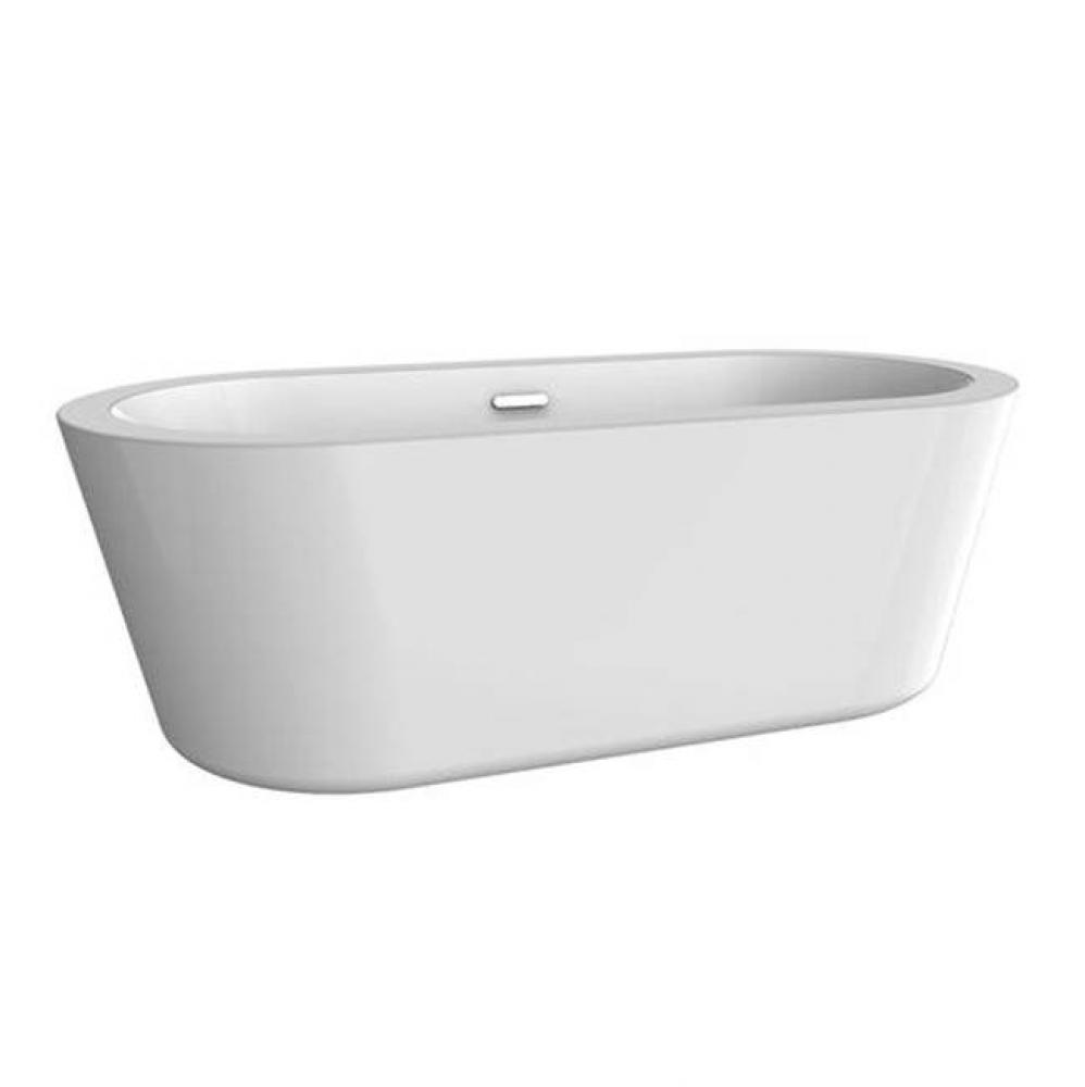 Ollie 55'' Freestanding Tub WHW/OF and Drain Polished Chrome