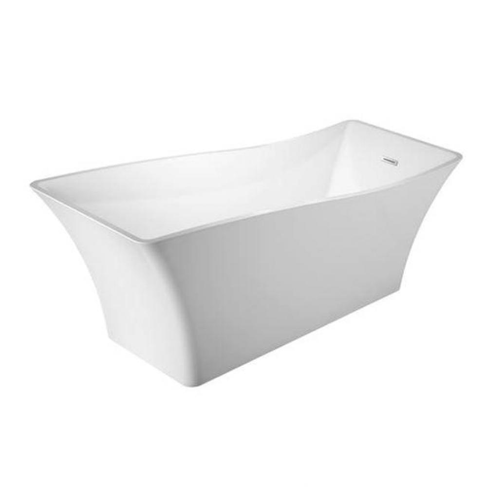 Melanie Acrylic Slipper Tub WH68'', w/Internal Drain Pipe, CP