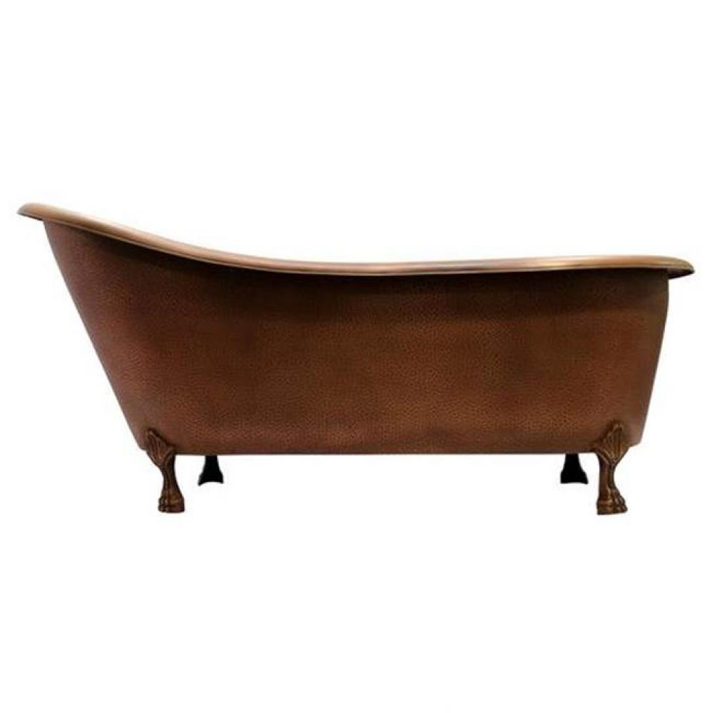 Gitali 68'' Slipper Copper Tub,ClawFoot, Antique Copper