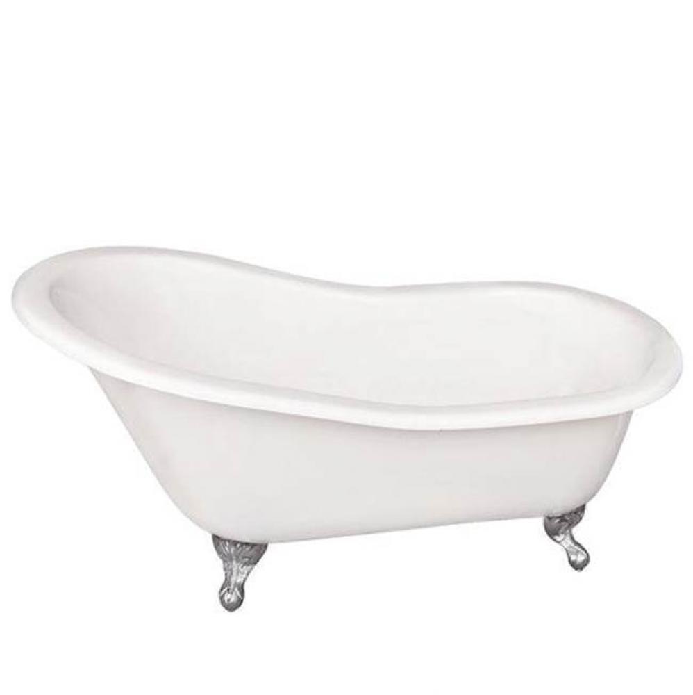 Icarus Cast Iron Slipper, 67''7'' Holes, White, Unfinish Feet