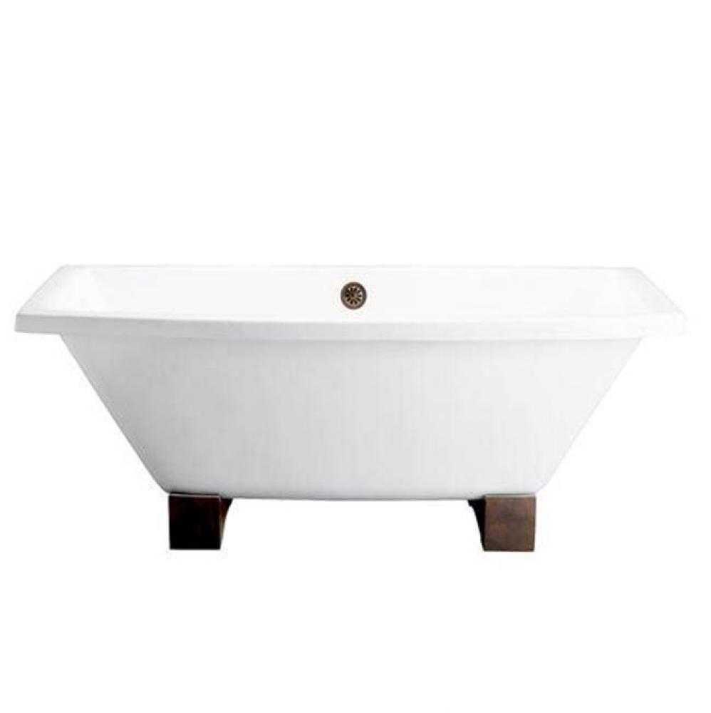 Athens Cast Iron Tub WH, 67'',7'' Holes, Wooden Block Feet