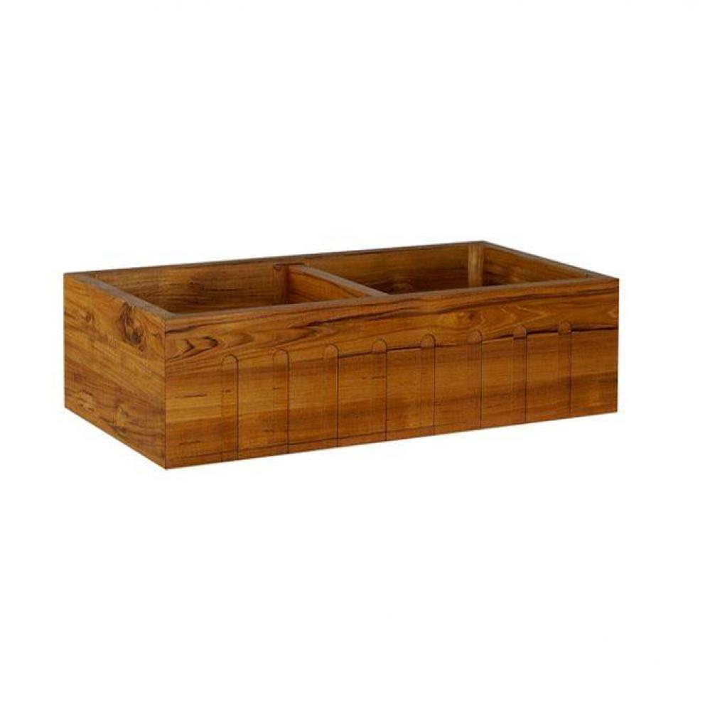 Biscay 36'' Double Bowl Farm Sink,Fluted Front, Teak